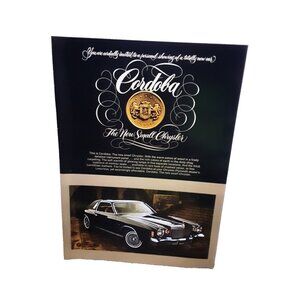 1974 Chrysler Cordoba Car with Warm Colors Of Wood Original Print Ad